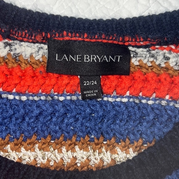Lane Bryant Women’s Harvest Colors Striped 3/4 Sleeve plus Sized Sweater; 22/24 - Picture 4 of 4